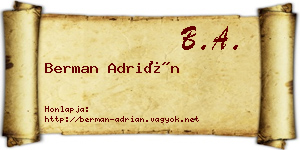 Berman Adrián névjegykártya